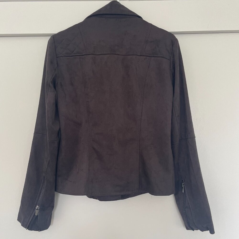 Kut from the Kloth faux suede moto jacket in dark grey / walnut - Picture 9 of 10